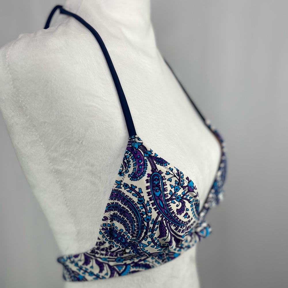 NEW / j.crew Plunge bikini top in purple paisley / B001 - Picture 4 of 7